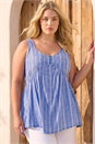 Blue Curve Stripe Woven Button Vest, Image 1 of 4
