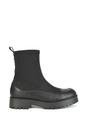 Black 'Kerry' Sock Ankle Boots Flat Biker Booties, Image 1 of 5