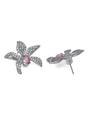 Silver Floral Crystal Stud Earrings, Image 2 of 3