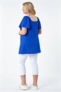 Royal Blue Curve Tie Front Stretch Jersey Top, Image 3 of 5