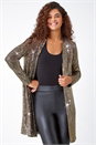 Bronze Longline Sequin Stretch Jacket, Image 2 of 5