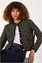 Black Textured Boucle Button Knit Cardigan, Image 1 of 5