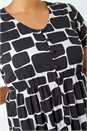 Black Curve Pebble Print Tiered Midi Dress, Image 5 of 5