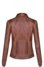 Tan Womens Leather Trucker Jacket-Andery, Image 3 of 4