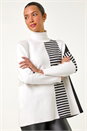 Ivory  Stripe Colour Block Jumper, Image 4 of 5
