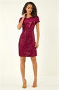 Wine Dusk Sequin Velvet Shift Dress, Image 2 of 5