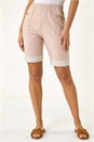 Stone Bengaline Turn Up Stripe Stretch Shorts, Image 4 of 5