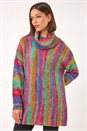 Multi  Boucle Stripe Cowl Neck Jumper, Image 4 of 5