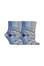 Blue 6 Pack Non Elastic Loose Top Bamboo Socks, Image 1 of 5