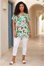 Green Curve Abstract Print Top, Image 2 of 4