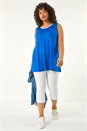 Royal Blue Curve Daisy Trim Vest Top, Image 2 of 5