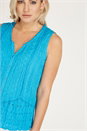 Turquoise Embroidered Crinkle Blouse, Image 3 of 4
