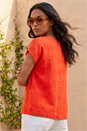 ORANGE Buttoned Back Shell Top, Image 2 of 4