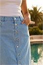 Light Blue  Dusk Denim Button Skirt, Image 4 of 4