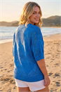 Royal Blue Curve Metallic Diamond Knit Top, Image 3 of 4