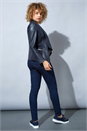 Navy  Faux Leather Suede Waterfall Jacket, Image 3 of 6