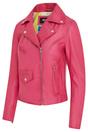 Fuchsia Classic Brando Biker Leather Jacket, Image 4 of 8