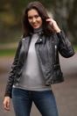 Black Brampton London Black 'B Soho' Real Leather Biker Jacket, Image 1 of 6