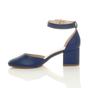 Navy Blue AJVANI Navy Blue Mid Block Heel Ankle Strap 2 Part Heels, Image 3 of 6
