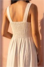 Natural  Petite Linen Blend Contrast Stitch Dress , Image 4 of 4