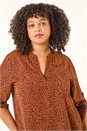Rust Curve Spot Print Tunic Top, Image 4 of 5