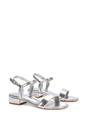 Silver XY LONDON Silver 'Moana' Strappy Low Block Heels With Ankle Strap, Image 3 of 5