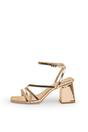 Gold Robin Gold Strappy Square Toe Mid Heels, Image 1 of 4