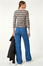 Black Stretch Textured Stripe Top, Image 2 of 4
