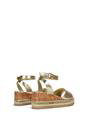 Gold XY LONDON Gold Platform Chunky Wedge Flatform Sandals With Ankle Strap, Image 4 of 6