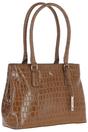 Tan Croc Print Real Leather Two Section With Mid Purse Bag, Image 2 of 3