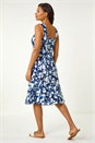 Navy  Stretch Abstract Panelled Short Dress, Image 3 of 5