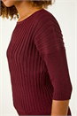 Wine Sparkly Ribbed Batwing Knit Jumper, Image 5 of 5