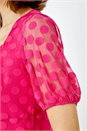 Cerise Textured Spot Print Smock Top, Image 5 of 5