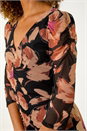 Beige Ruched Floral Frill Dress, Image 5 of 5