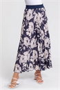 Navy Floral Print Pleated Maxi Skirt, Image 1 of 4