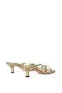 Gold XY LONDON Gold 'Tiana' Kitten Heel Sandal Mules With Toe Post, Image 6 of 6