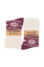 Red 1 Pack Ladies Soft Warm Wool Bed Socks with Fairisle Design, Image 2 of 5