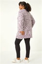Pink Curve Fluffy Textured Cardigan, Image 3 of 5