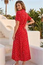 Red Geo Print Belted Shirt Dress, Image 2 of 4