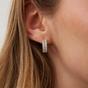 Silver Baguette Cubic Zirconia Sterling Silver Pave Hoop Earring, Image 3 of 6