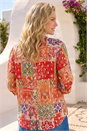 Red Foil Spot Patchwork Print Top, Image 3 of 4