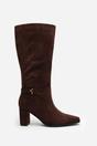 Dark Brown 'Xenia' Knee High Heeled Boots With Side Zip, Image 2 of 6
