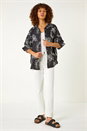 Black Embroidered Floral Cotton Shirt, Image 6 of 7