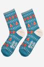 Aqua Gingerbread Fair Isle Bamboo Socks, Image 2 of 4