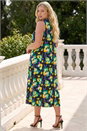 Green Curve Highneck Floral Midi Dress, Image 2 of 4