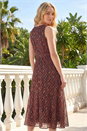 Chocolate Shimmer Chiffon Pleated Midi Dress, Image 2 of 4