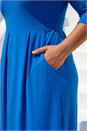 Royal Blue Curve Pocket Shift Midi Dress, Image 4 of 4