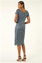 Grey Lace Ruched Stretch Dress, Image 3 of 5