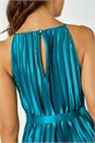 Emerald Sleeveless Pleated Halter Neck Midi Dress, Image 6 of 6