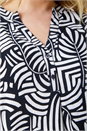 Black Curve Leaf Print Notch Neck Tunic Top, Image 5 of 5